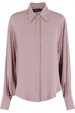 FEDERICA TOSI Bluser & Skjorter, Dame, Lyserød, 2XS, Uld, Lyserød Crepe de Chine Skjorte