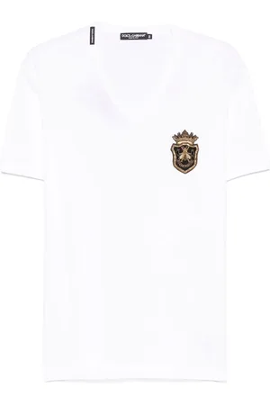 Dolce & Gabbana Top, Herre, Hvid, 3XL, Bomuld, Afslappet Bomuld T-Shirt i Sort
