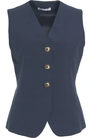 Gender Jakke, Dame, Blå, S, Linned, Blå Linnedvest