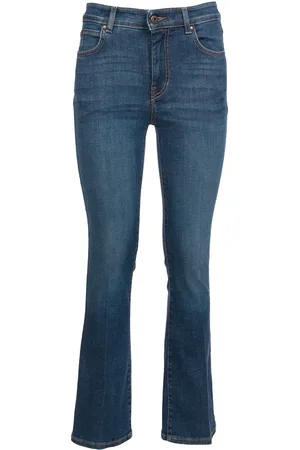 Max Mara Jeans, Dame, Blå, XS, Denim, Slim Flare Denim Jeans med sommerfuglelogo