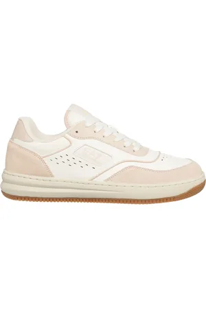 EA7 Sko, Dame, Hvid, 37 EU, Læder, Multifarvede Sneakers med Snørelukning
