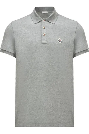 Moncler Top, Herre, Grå, M, Bomuld, Logo Polo i Bomuld Pique