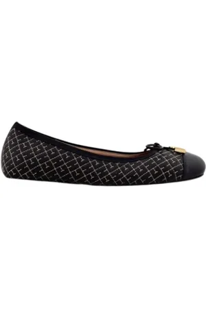 Carolina Herrera Sko, Dame, Sort, 38 EU, Læder, Sort læder ballet flats med Bimba print
