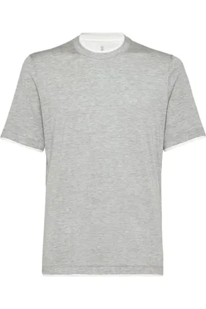 Brunello Cucinelli Top, Herre, Grå, L, Bomuld, Double Layer T-Shirt