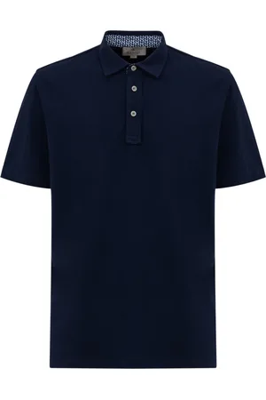CANALI Top, Herre, Blå, L, Bomuld, Kortærmet poloshirt