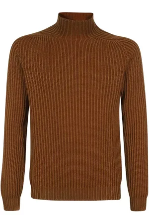 Dondup Strik, Herre, Brun, L, Uld, Ribstrikket uld turtleneck sweater