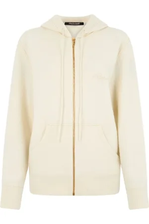 Roberto Cavalli Sweathshirts & Hoodies, Dame, , L, Uld, Strikket Zip-Up Hættetrøje med Stødtandslynlås