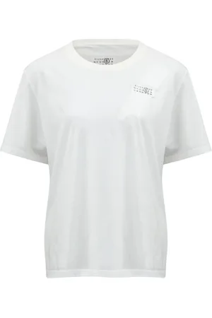 Maison Margiela Top, Dame, Hvid, S, Bomuld, Logo Patch T-shirt