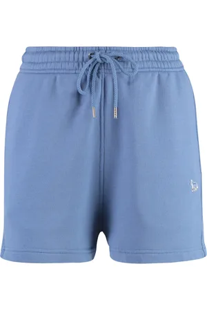 Maison Kitsuné Shorts, Dame, Blå, XS, Bomuld, Fox Patch Track Shorts
