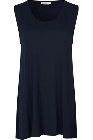 Masai Top, Dame, Blå, 2XL, Uld, Navy Top med Brede Stropper