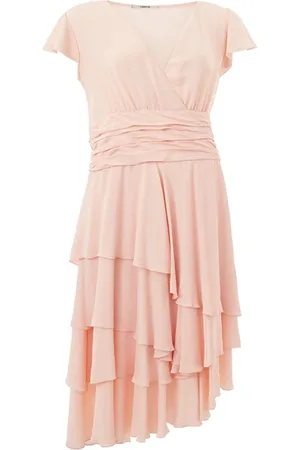 LARDINI Kjole, Dame, Lyserød, XS, Ruffled V-Neck Midi Kjole