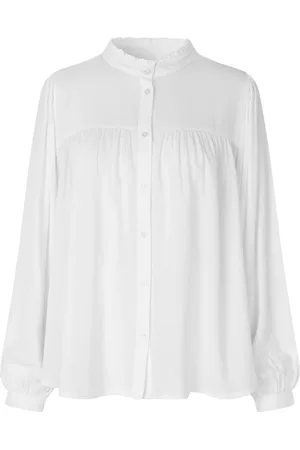 Lollys Laundry Bluser & Skjorter, Dame, Hvid, M, Elegant Carall Skjorte med Pufærmer