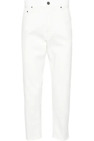 LARDINI Bukser, Herre, Hvid, W33, Denim, Hvide Tapered-Leg Denim Jeans