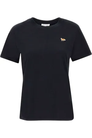 Maison Kitsuné Top, Dame, Sort, XS, Bomuld, Bomulds T-shirt med Fox Logo