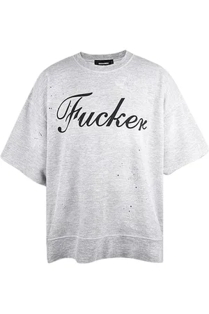 Dsquared2 Top, Herre, Grå, XS, Bomuld, Kortærmet bomulds sweatshirt med nitter