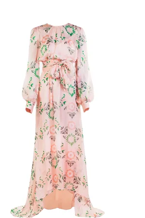 ERMANNO SCERVINO Kjole, Dame, Lyserød, 2XS, Blomstret Maxikjole i Silke