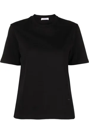Salvatore Ferragamo Top, Dame, Sort, S, Bomuld, Sort bomulds T-shirt med logo print