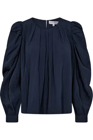 Co`Couture Bluser & Skjorter, Dame, Blå, S, Nylon, Elegant Plisseret Bluse