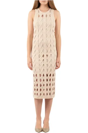 Pinko Kjole, Dame, Hvid, L, Elegant Kjole i Pink
