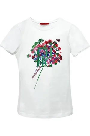 Carolina Herrera Top, Dame, Hvid, XS, Bomuld, Hvid Watercolor Blomstret T-shirt