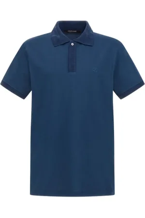 Roberto Cavalli Top, Herre, Blå, M, Bomuld, Mørkeblå RC Logo Polo Skjorte