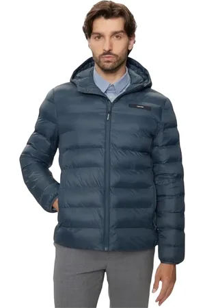 Calvin Klein Jakke, Herre, Blå, S, Uld, Hætte Puff Jakke
