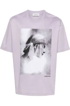 Lanvin Top, Herre, Lilla, L, Bomuld, Fotografi-printede T-shirts og Poloer