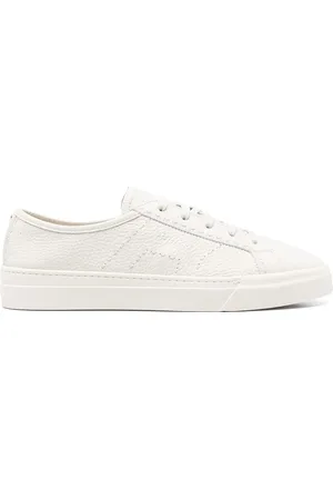 santoni Sko, Herre, Hvid, 39 EU, Hvid Snøresko med Gummisål