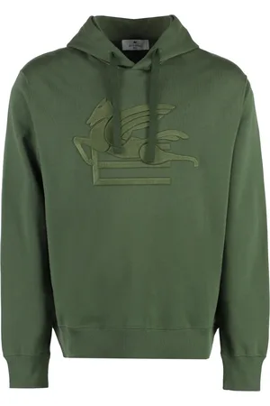 Etro Sweathshirts & Hoodies, Herre, Grøn, M, Bomuld, Ribbet Bomuld Hættetrøje