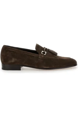 Salvatore Ferragamo Sko, Herre, Brun, 44 EU, Suede, Brune Suede Loafers med Gancini-detalje