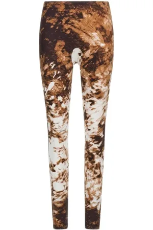 Roberto Cavalli Bukser, Dame, Brun, XS, Appaloosa Print Leggings med Høj Talje og Tætsiddende Pasform