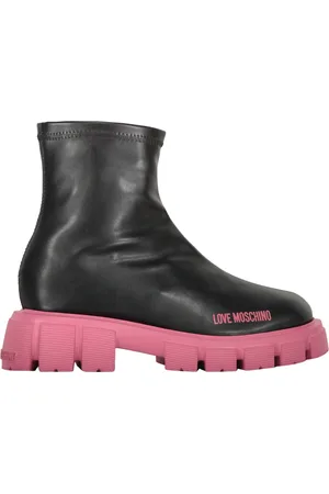 Moschino Sko, Dame, Sort, 38 EU, Polyester, Contrast Sole Ankelstøvler