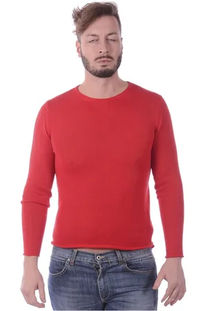 D.A. Daniele Alessandrini Strik, Herre, Rød, L, Bomuld, Rød Letvægts Strik Pullover