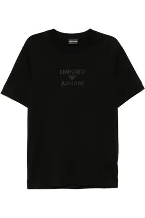 Emporio Armani Top, Herre, Sort, L, Sort Crew Neck T-shirts og Polos