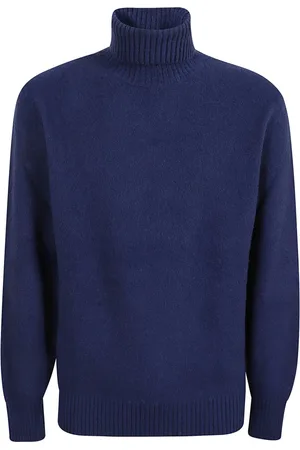 ELEVENTY Strik, Herre, Blå, XL, Uld, Luksuriøs Blå Sweater