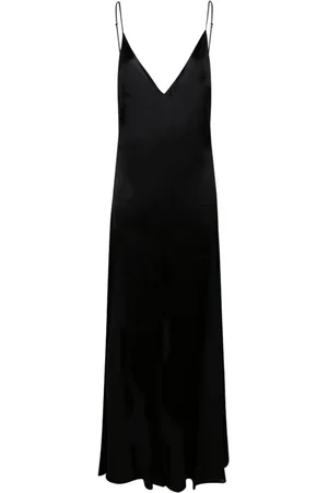 Elisabetta Franchi Kjole, Dame, Sort, XS, Satin, Silke Satin V-Hals Kjole