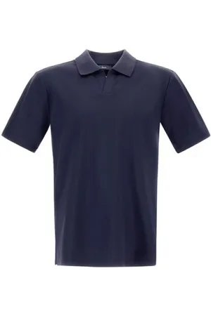 HERNO Top, Herre, Blå, M, Polo shirt med korte ærmer og slidser
