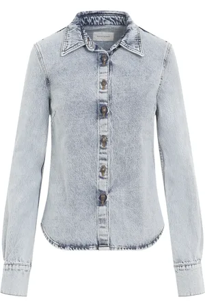 MAGDA BUTRYM Bluser & Skjorter, Dame, Blå, XS, Bomuld, Blå bomuldskjole Aw24