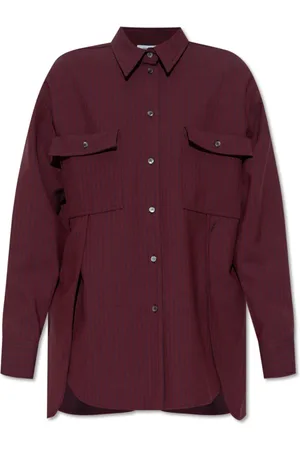 Salvatore Ferragamo Bluser & Skjorter, Dame, Rød, XS, Uld, Løstsiddende stribet skjorte
