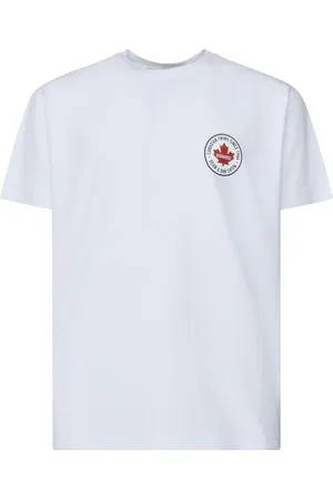 Dsquared2 Top, Herre, Hvid, XL, Bomuld, Logo Print Hvid T-shirt Polo