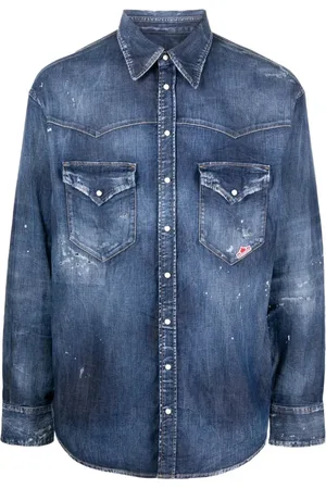Dsquared2 Skjorte, Herre, Blå, L, Denim, Denimskjorte med brystlommer