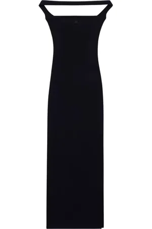 Courrèges Kjole, Dame, Sort, M, Bomuld, Strikket Midi Kjole