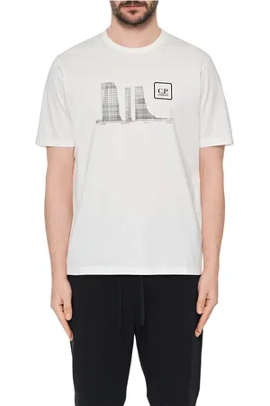 C.P. Company Top, Herre, Hvid, L, Bomuld, Hvid Bomulds T-shirt med Almindelig Pasform