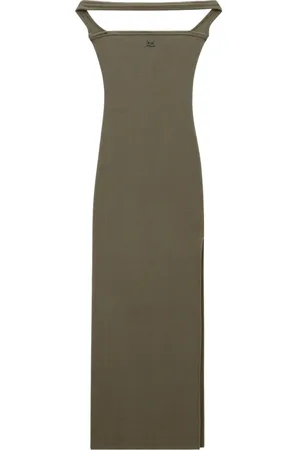 Courrèges Kjole, Dame, Brun, M, Bomuld, Maxi Dresses