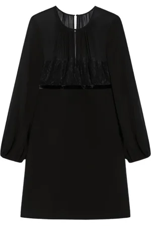 Max Mara Kjole, Dame, Sort, S, Uld, Elegant silkekjole med blonde detaljer