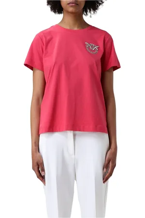 Pinko Top, Dame, Rød, XS, Logo Jersey T-shirt Jeans