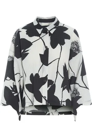 Bitte Kai Rand Bluser & Skjorter, Dame, Sort, M, Bomuld, Seersucker Bloom Skjorte med Kimonoærmer