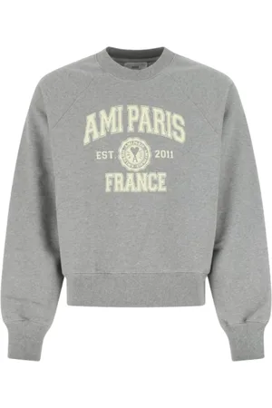 Ami Sweathshirts & Hoodies, Herre, Grå, L, Bomuld, Logo Print Sweatshirts og Hoodies