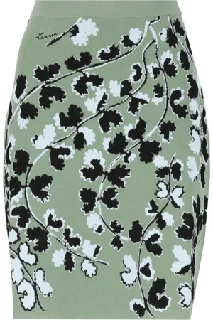 Lanvin Nederdel, Dame, Grøn, M, Blomstret Elastisk Talje Nederdel