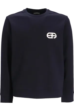 Emporio Armani Sweathshirts & Hoodies, Herre, Blå, 2XL, Bomuld, Sweatshirt med logo